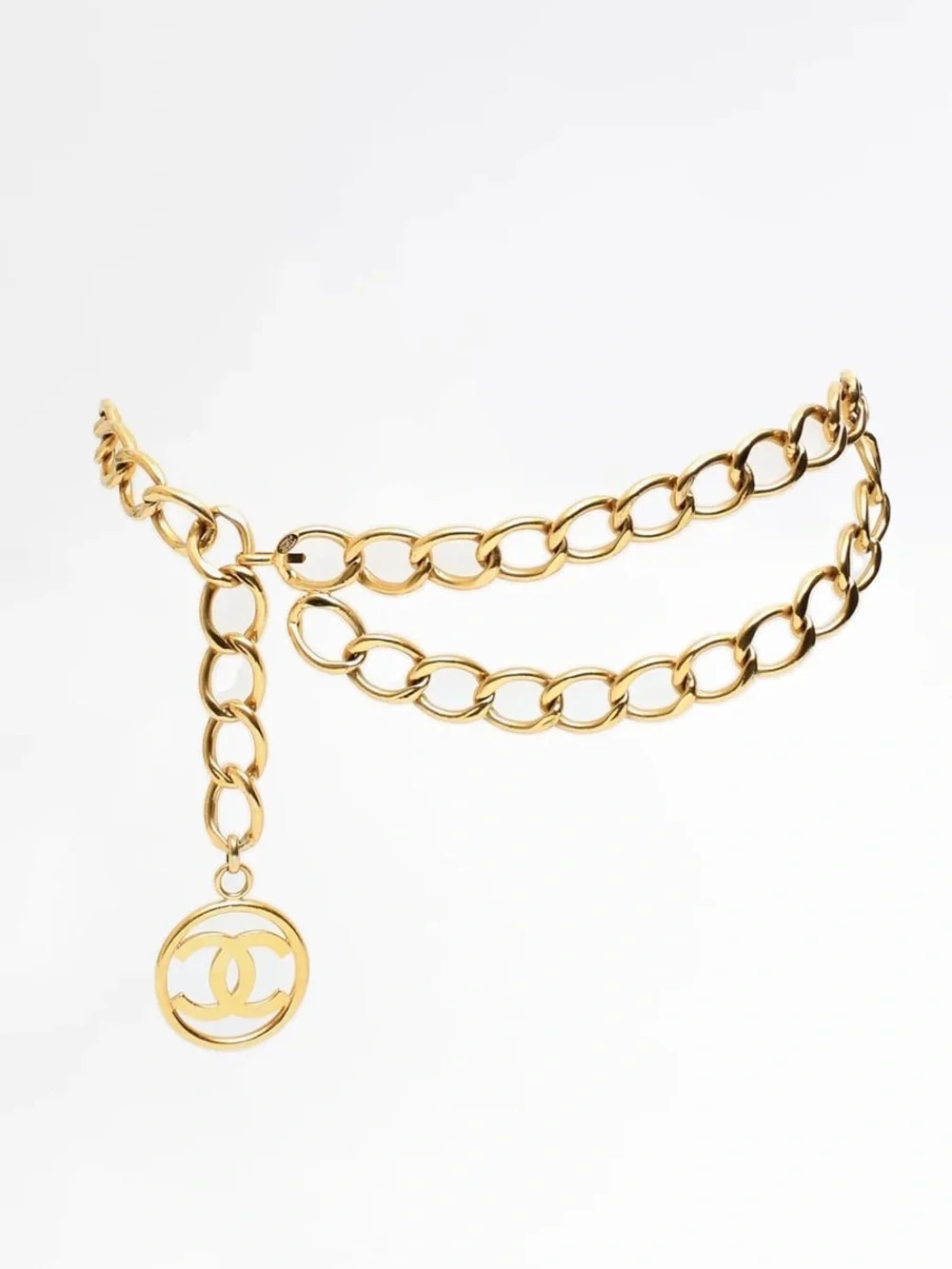 Authentic CHANEL gold plated chain belt big CC charm 92cm long